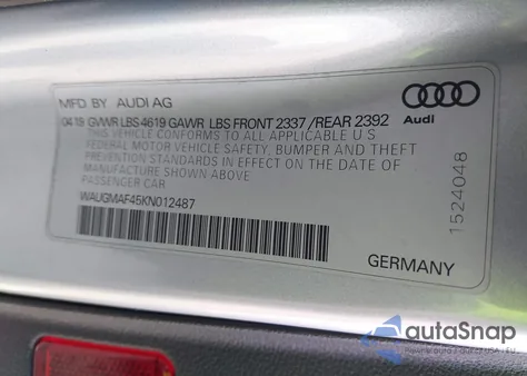2019 Audi A4 40 Titanium Premium z USA, uszkodzony, nr VIN WAUGMAF45KN012487